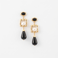 Black Agate & Pearl Drop Earrings