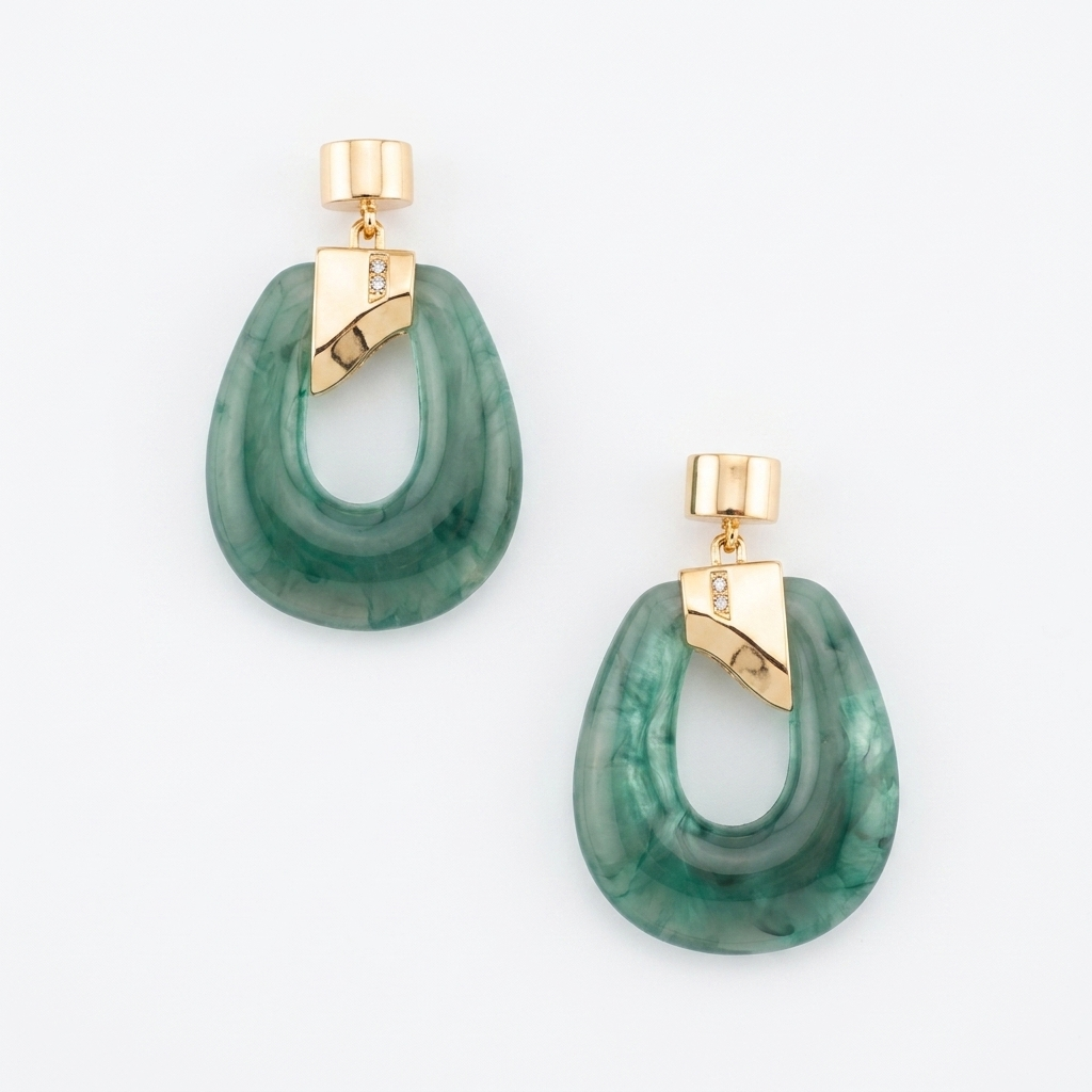 Marbled Green Drop Earrings