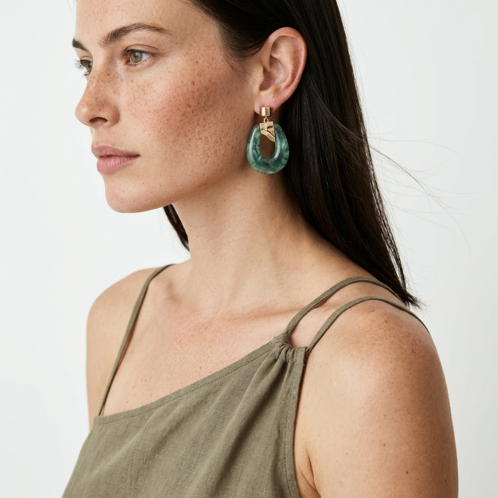 Marbled Green Drop Earrings