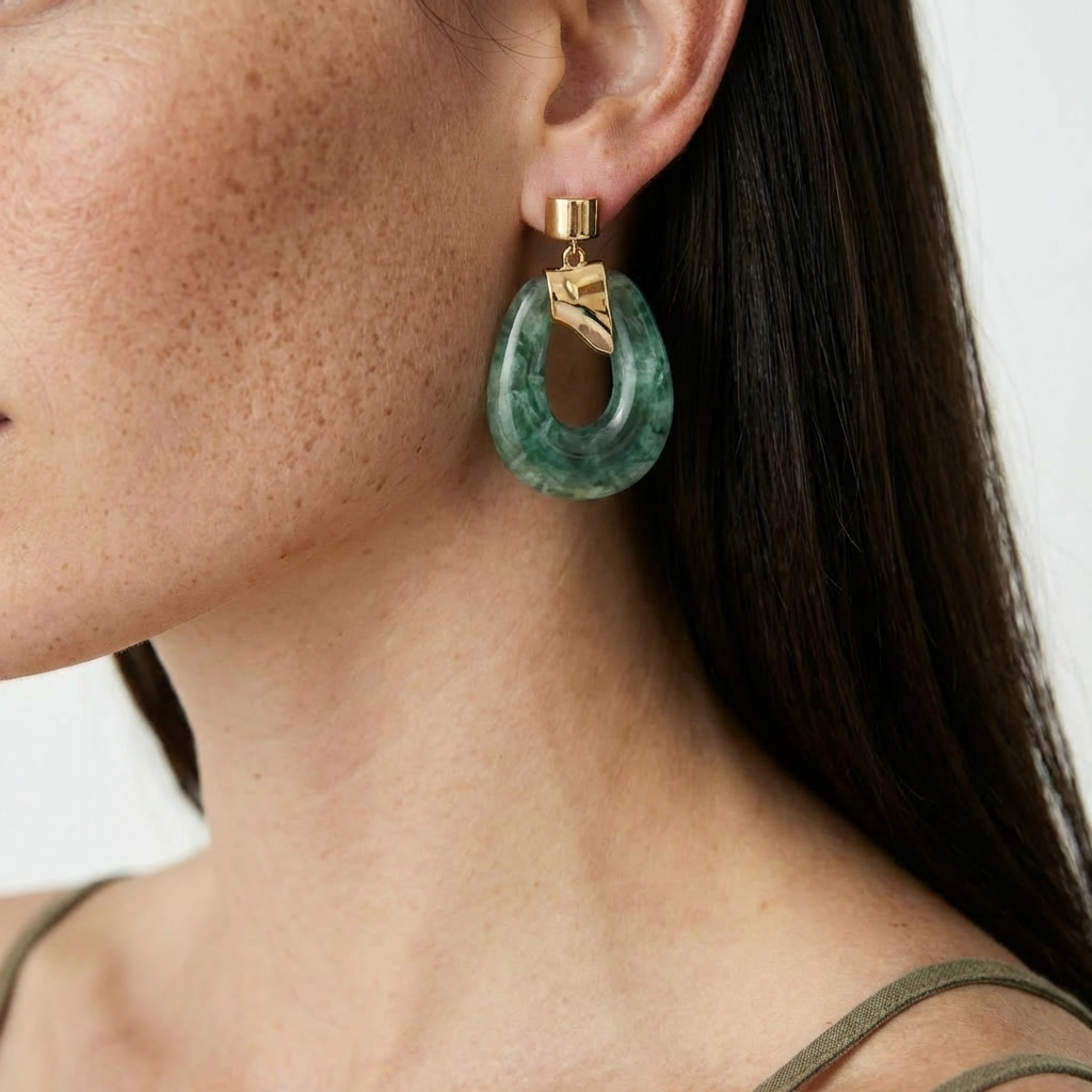 Marbled Green Drop Earrings