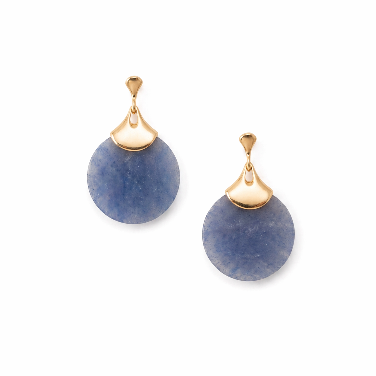 Blue Aventurine Disc Earrings