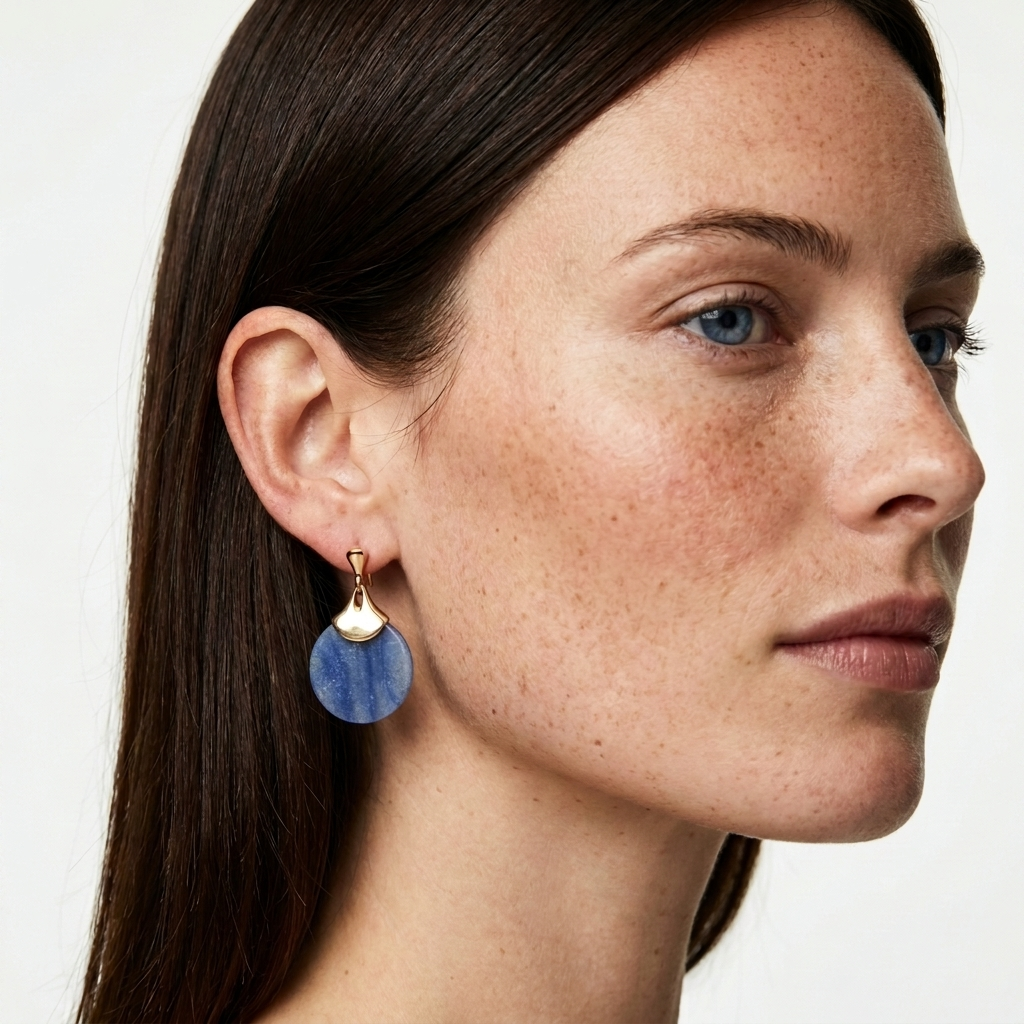Blue Aventurine Disc Earrings