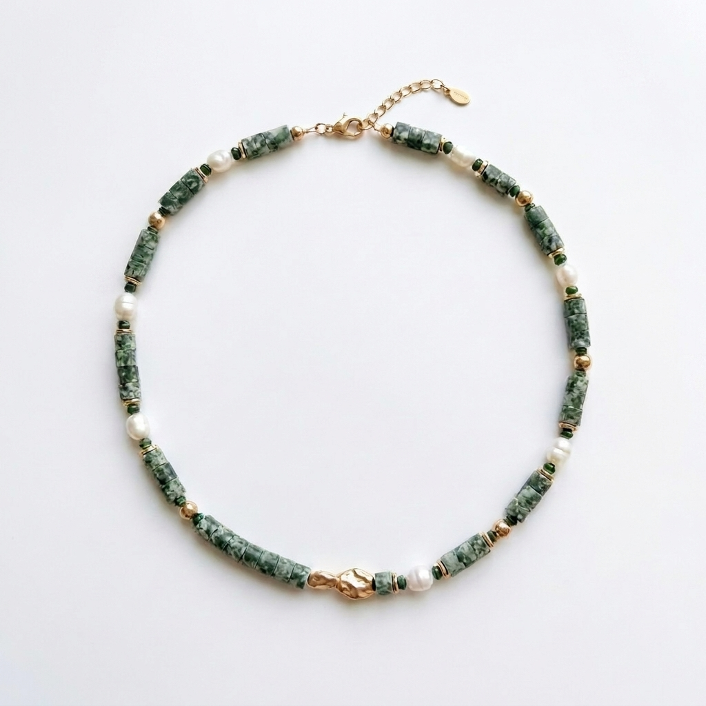 Green Jade Beaded Necklace