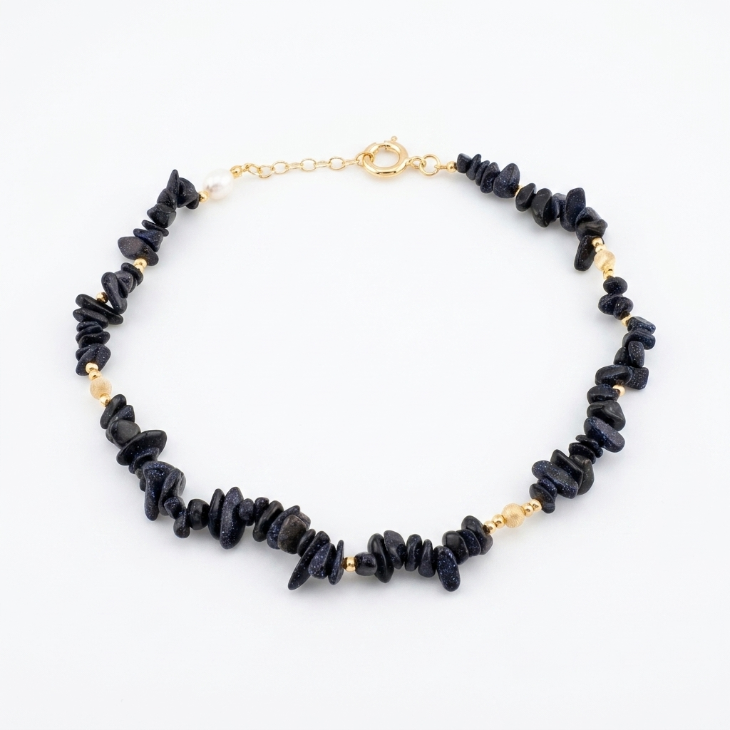 Blue Sandstone & Pearl Necklace