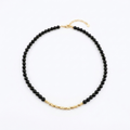 Gold Black Agate Beaded Necklace