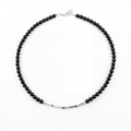 Silver Black Agate Beaded Necklace