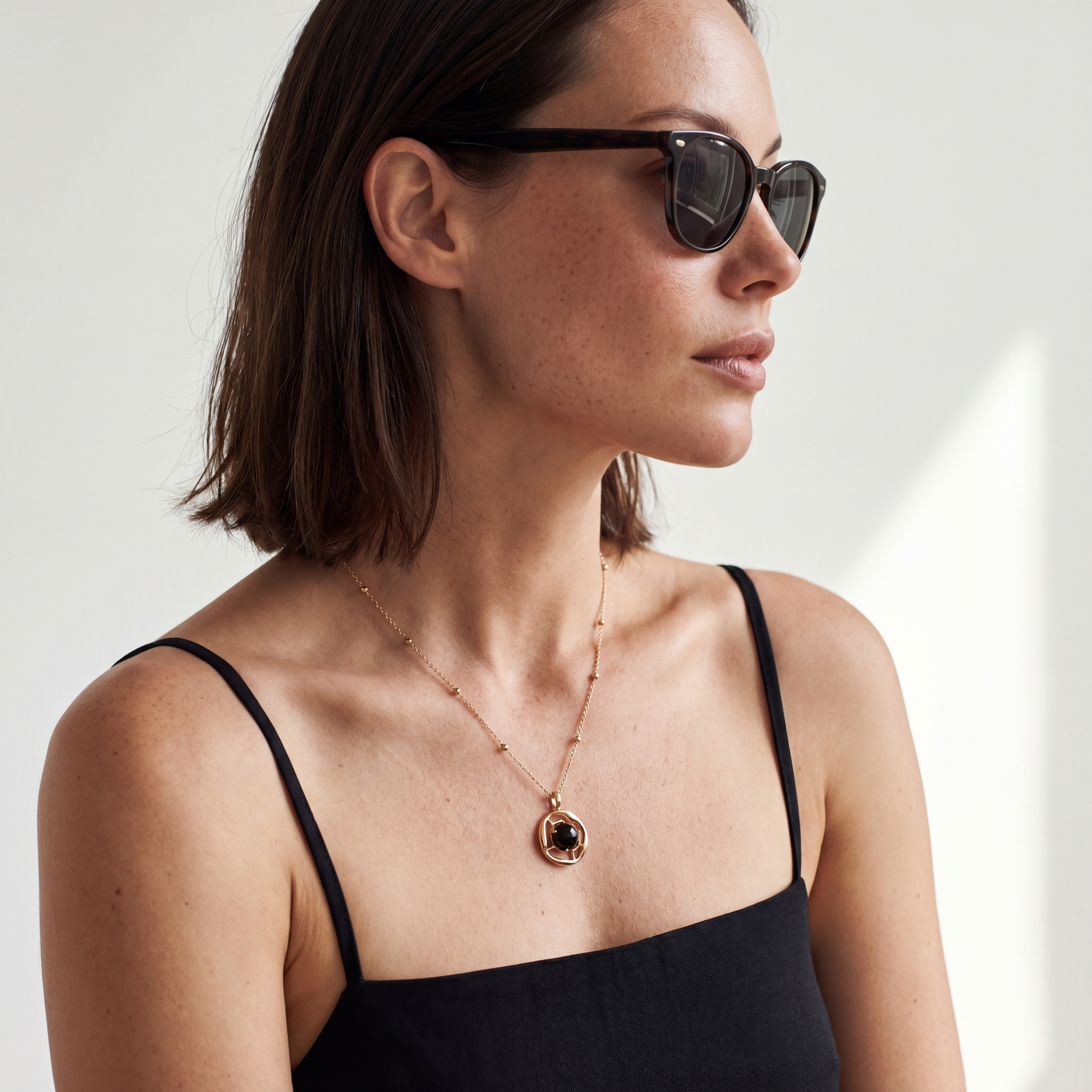 Black Agate Medallion Necklace