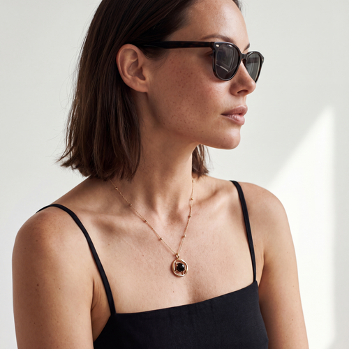 Black Agate Medallion Necklace