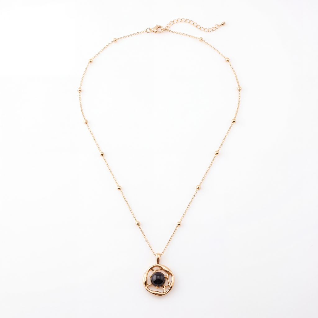 Black Agate Medallion Necklace