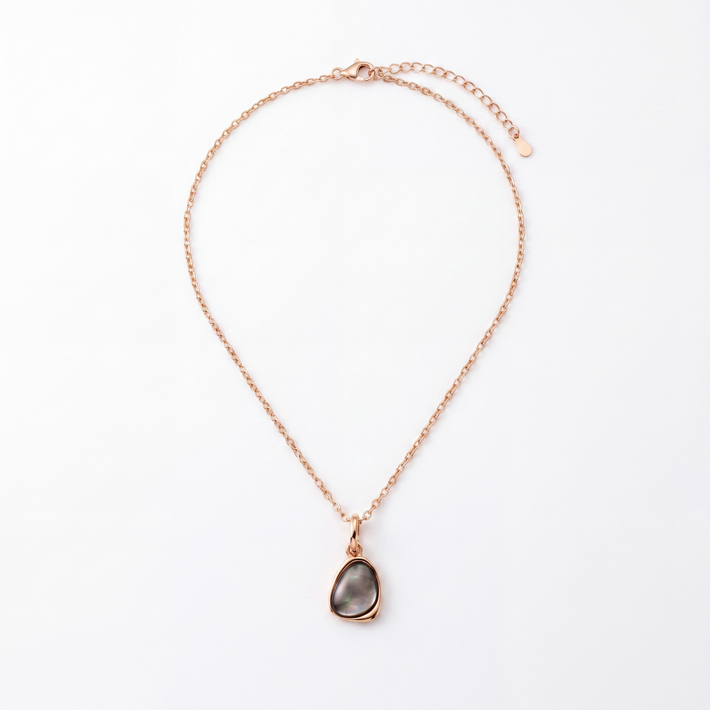 Black Mother-of-Pearl Teardrop Necklace