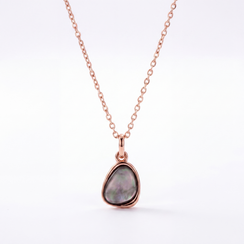 Black Mother-of-Pearl Teardrop Necklace